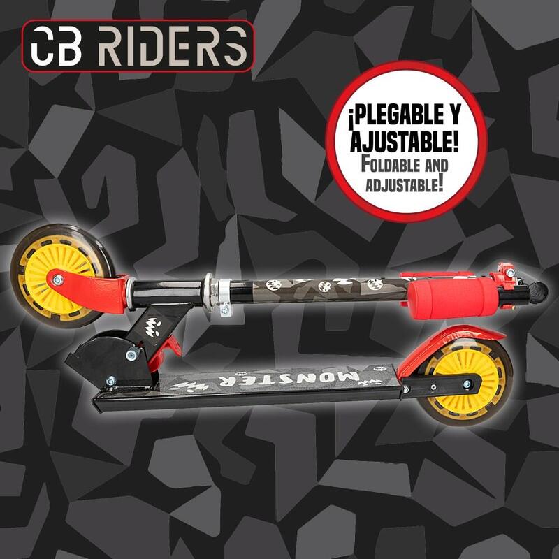 Trotinete dobrável preta de 2 rodas Monster CB Riders