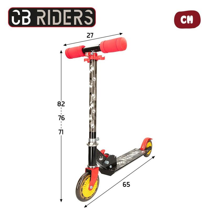 Trotinete dobrável preta de 2 rodas Monster CB Riders