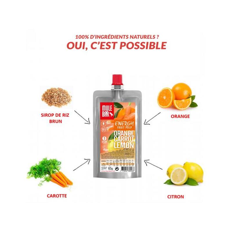 10 Pulpes de fruits - Bio & Véganes - 65g - Orange / Carotte / Citron