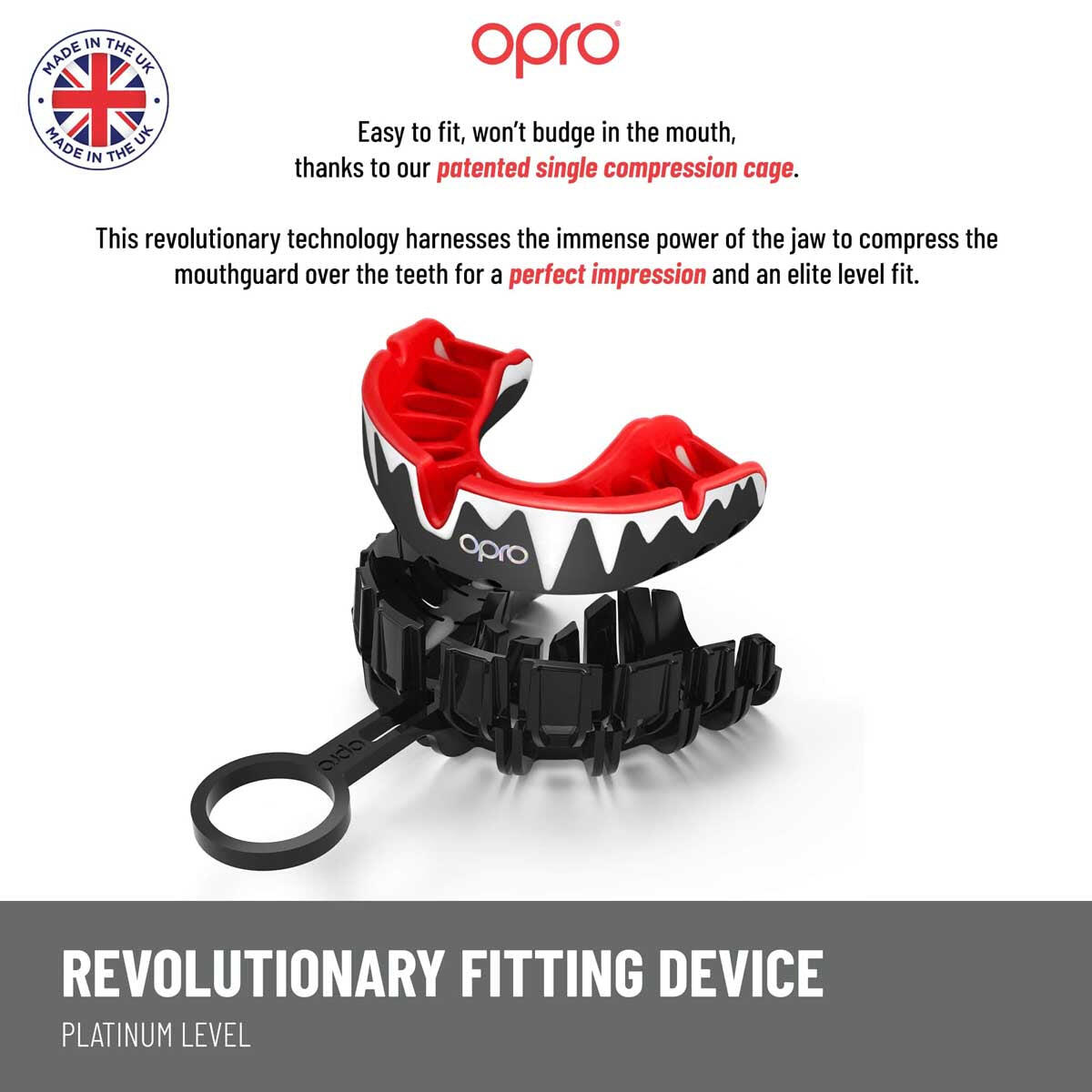 OPRO Self-Fit- Platinum Fangz - Black/White/Red 4/7