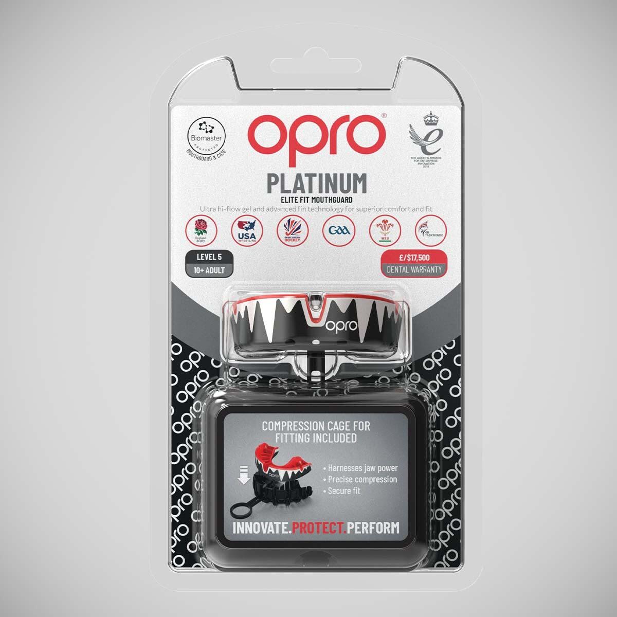 OPRO Self-Fit- Platinum Fangz - Black/White/Red 3/7