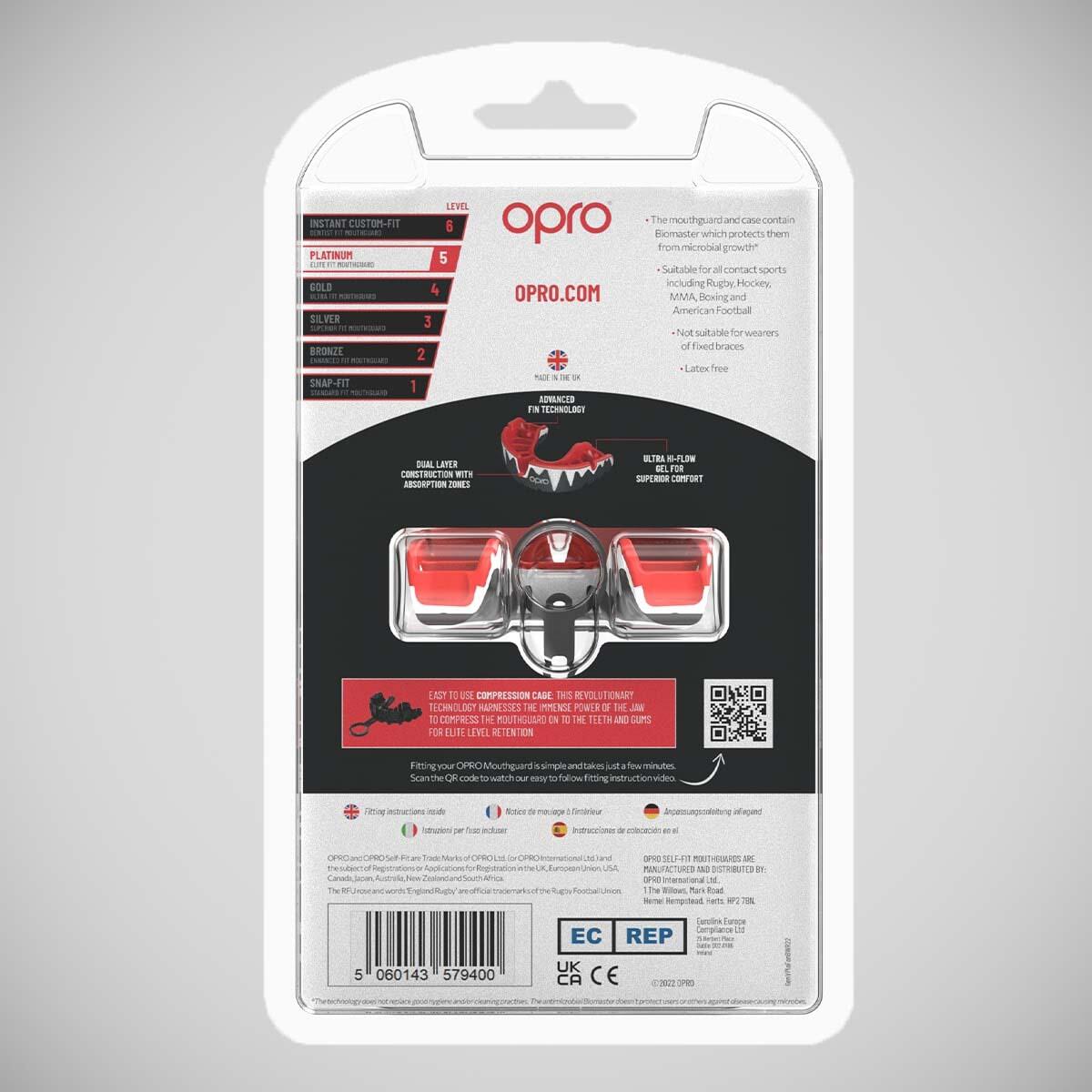 OPRO Self-Fit- Platinum Fangz - Black/White/Red 5/7