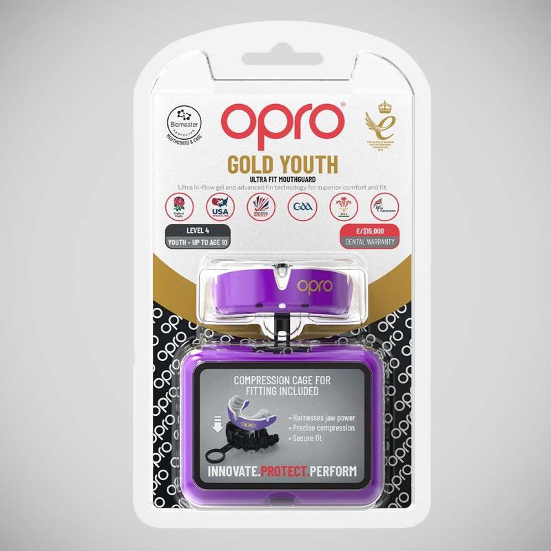 OPRO Gebitsbeschermer Self-Fit Gold-Edition V2 Paars/Wit Junior