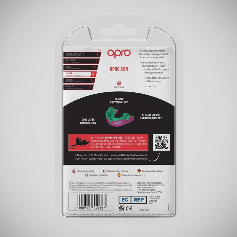OPRO Gebitsbeschermer Self-Fit Silver-Edition V2 Roze/Groen Senior