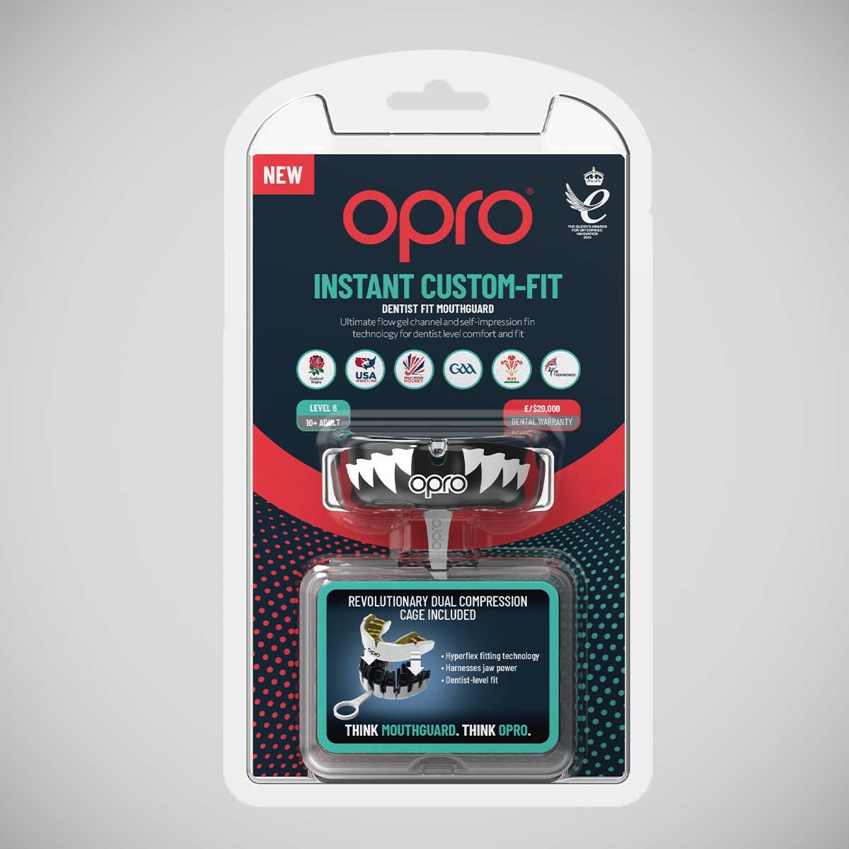 Protège-dents Instant Custom Fit OPRO Jaws – Noir/Blanc 4/6