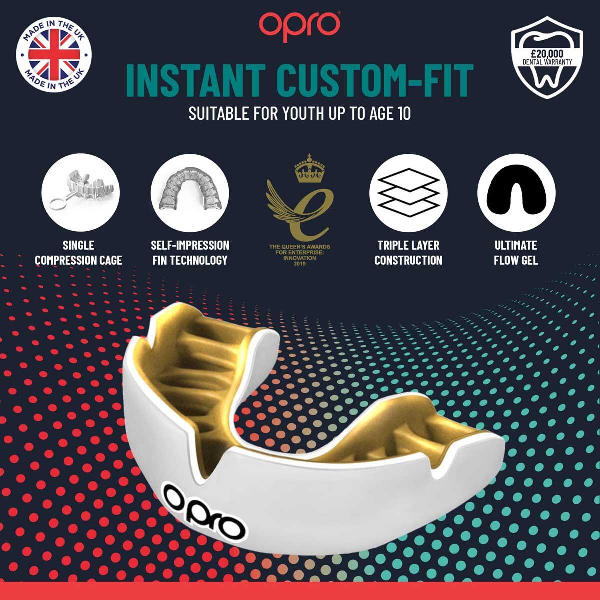 Paradenti Instant Custom Fit OPRO Junior – Rosso/Bianco 3/6