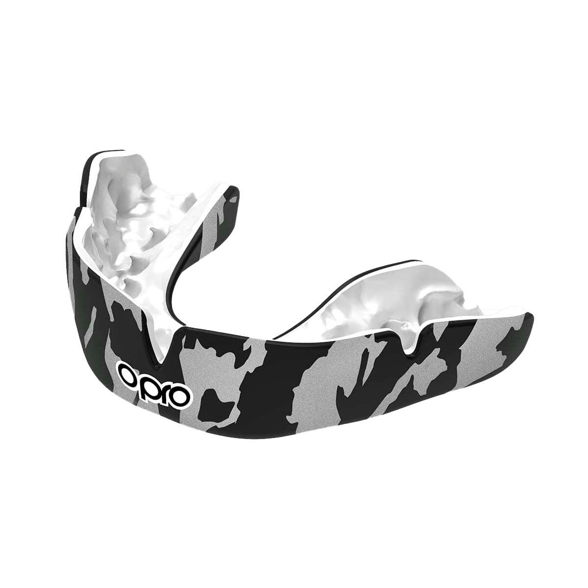 Black/White/Silver Opro Instant Custom-Fit Camo Mouth Guard 6/6