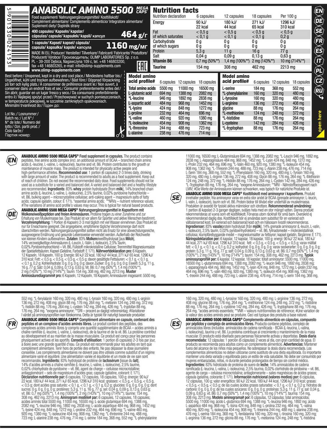 Anabolic Amino 5500 Mega Caps -  - 400 capsules 2/4