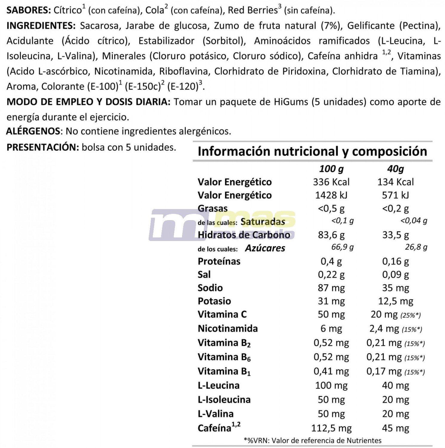Higums Blocks con Cafeína - 40g Cítricos de Nutrisport 2/2