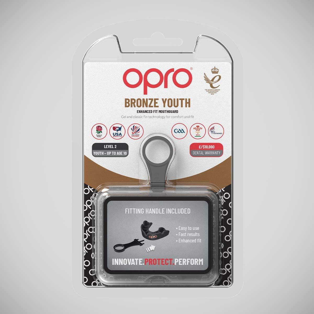 Black Opro Junior Bronze Self-Fit Mouth Guard 4/5