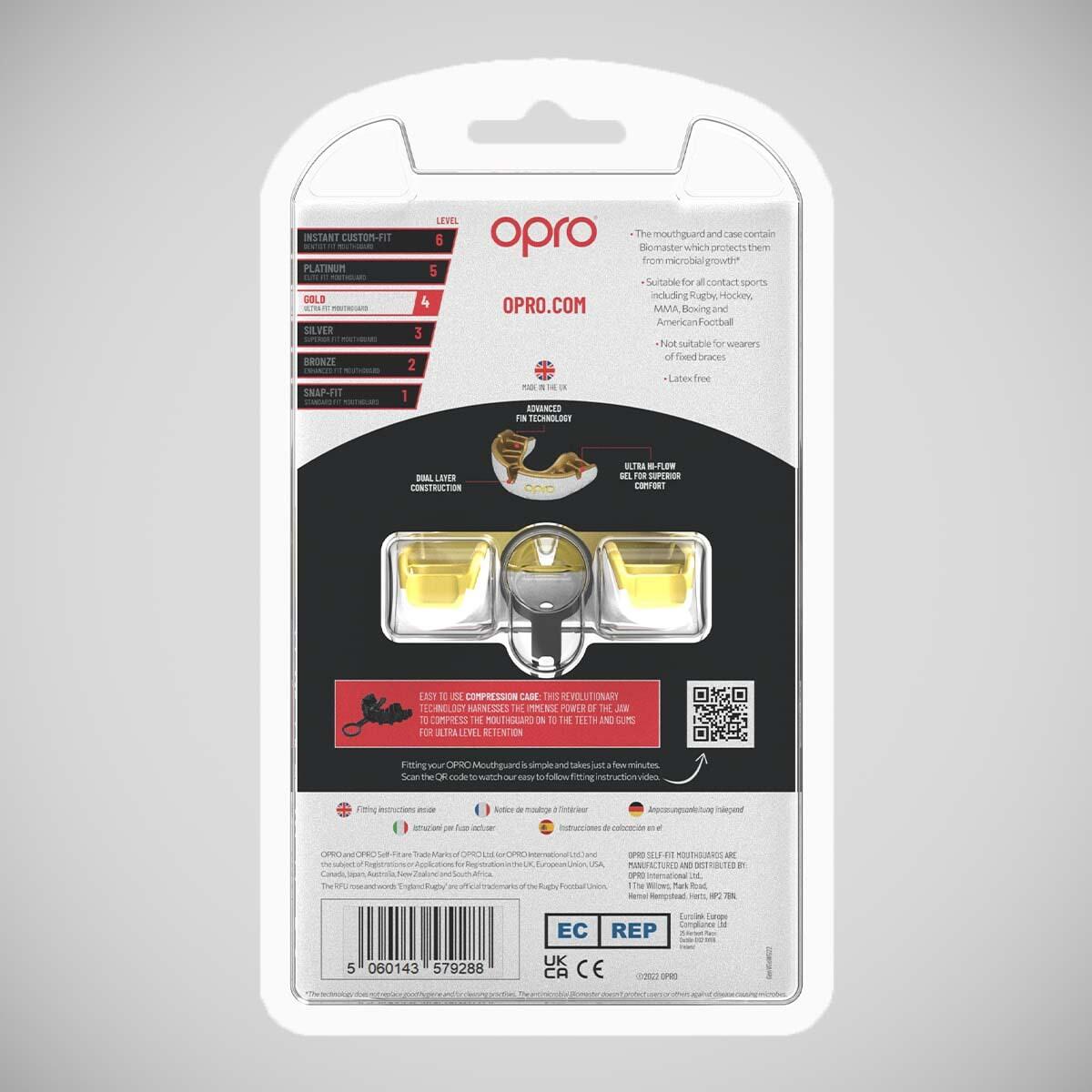 Mouthguard OPRO Gold Adult – White/Gold 5/7