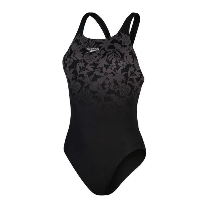 Speedo Placement Powerback Swimsuit - Black/ USA Charcoal 3/6
