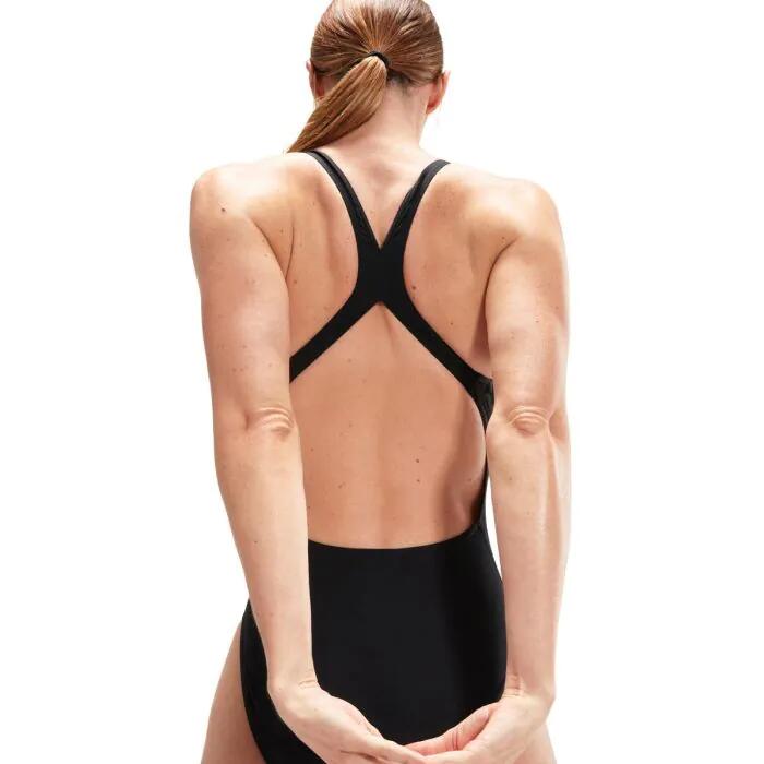 Speedo Placement Powerback Swimsuit - Black/ USA Charcoal 2/6