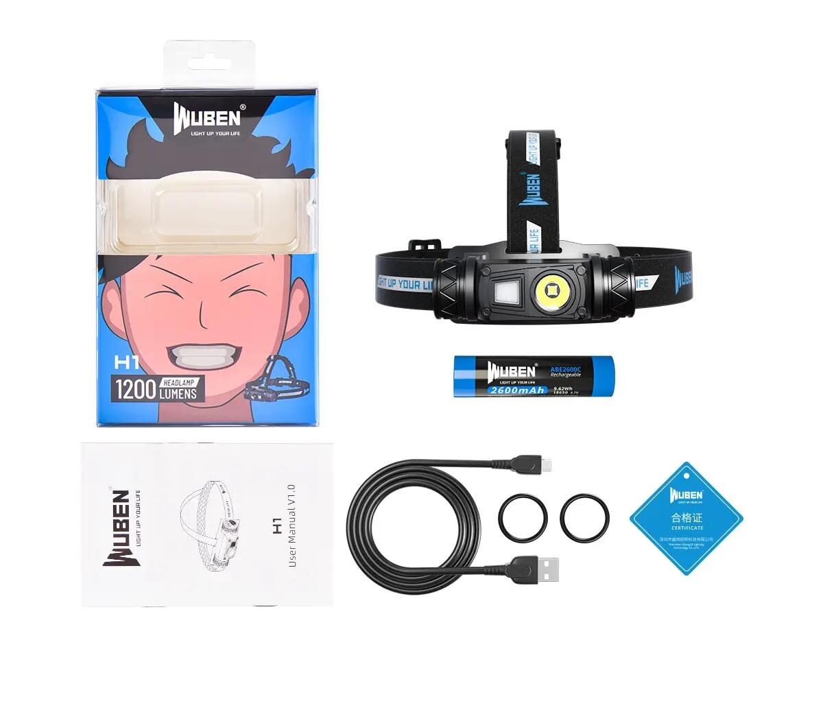 Lanterna frontala Wuben H1 cu acumulator inclus, 1200 lm, 10 moduri de iluminare 7/7