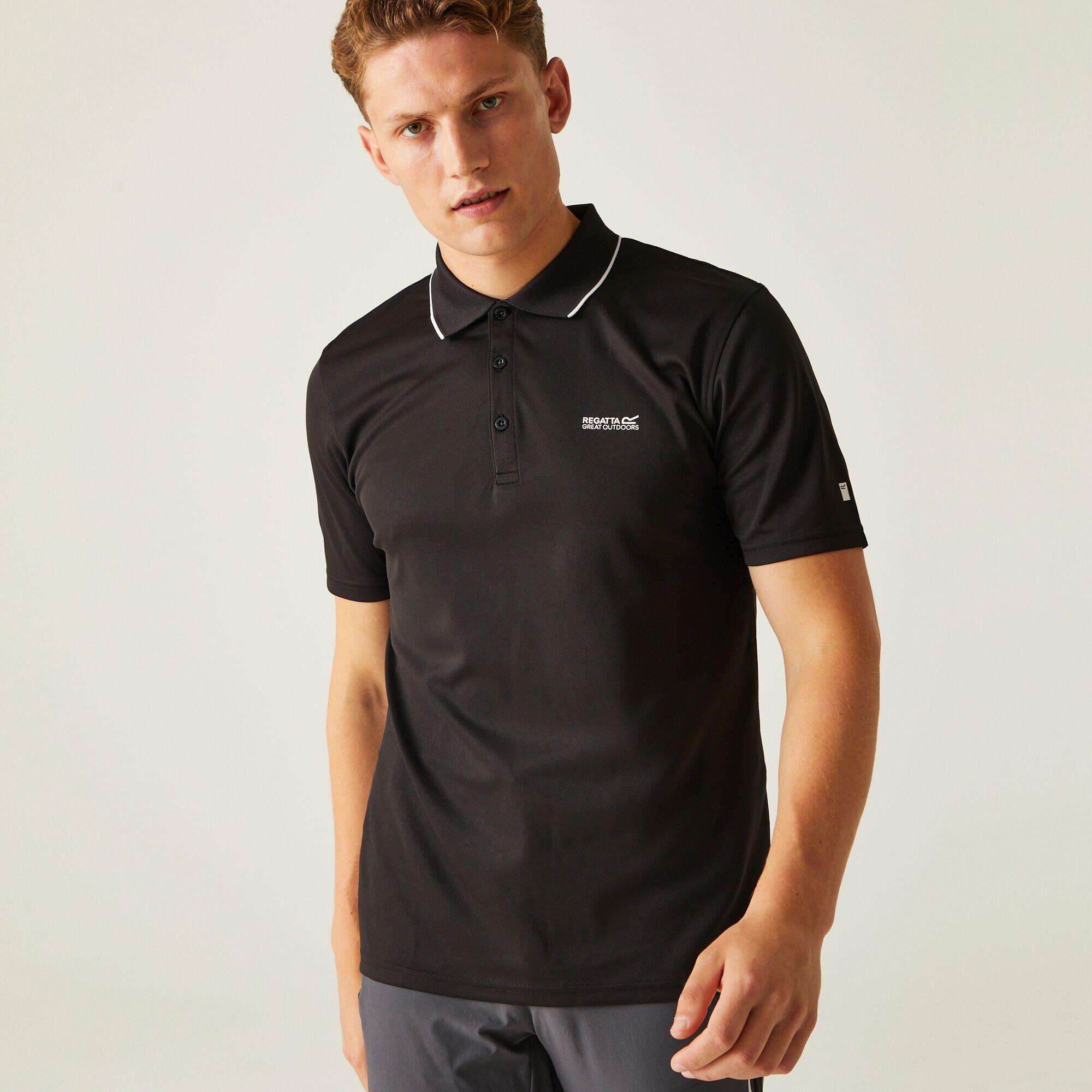 Maverik V Men's Fitness Short Sleeve Polo Shirt - Black 1/7