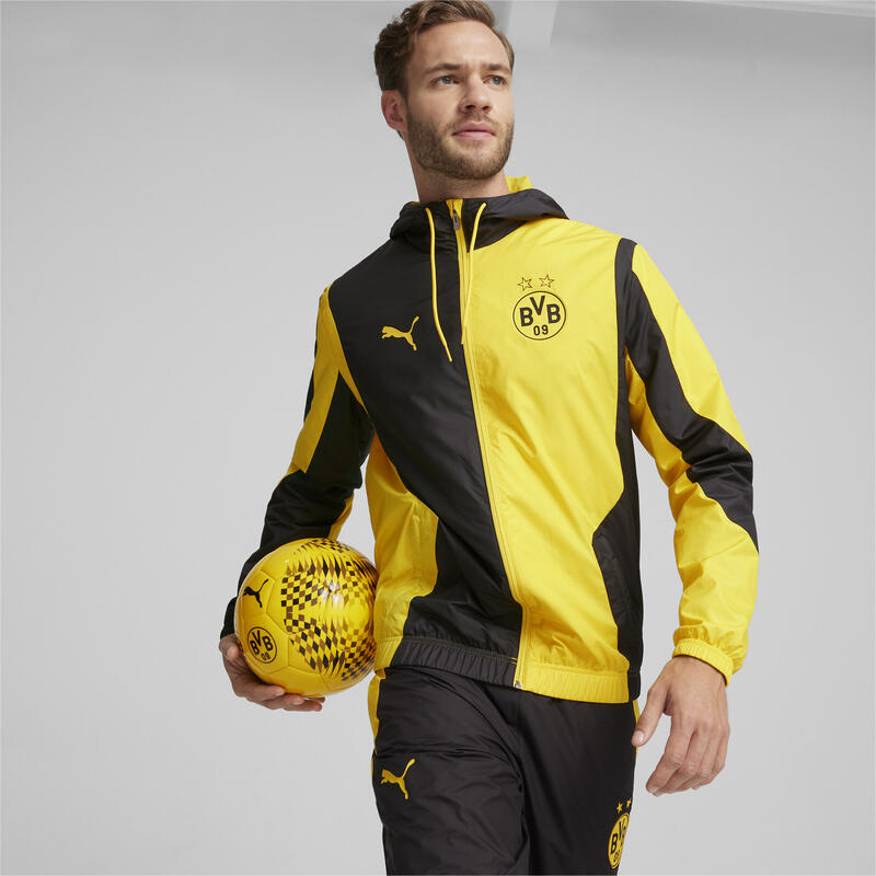 Veste tissée d'avant-match 23/24 Borussia Dortmund PUMA Cyber Yellow Black