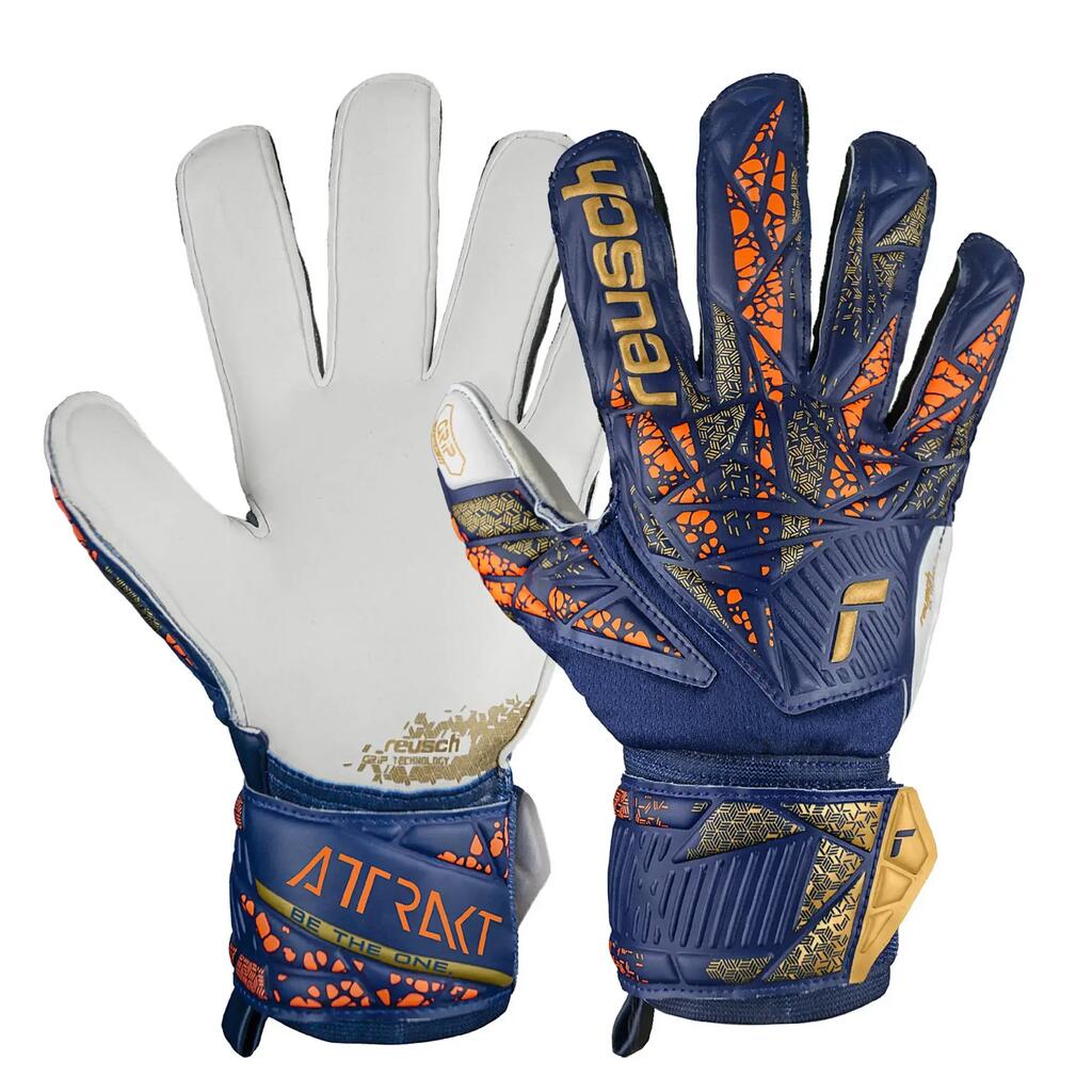 Unisex Adult Attrakt Gripped Goalkeeper Gloves (Navy Blue)