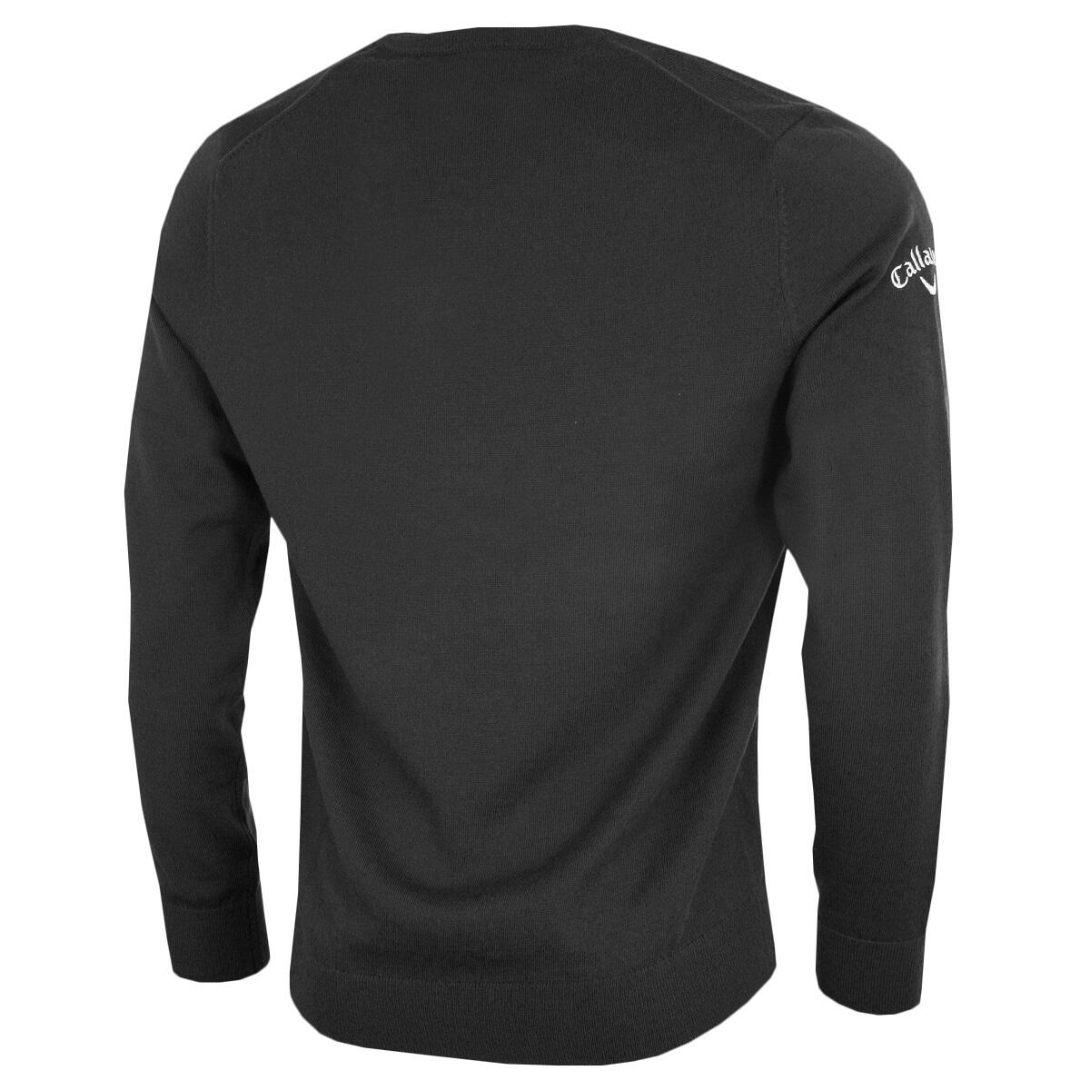 Mens Ribbed V Neck Merino Sweater (Black Onyx) 2/3