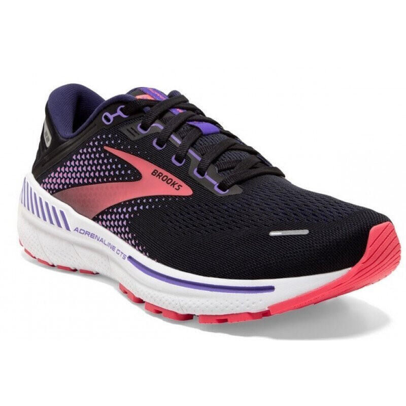 BROOKS Brooks Womens Adrenaline GTS 22 Running Shoes Black/Purple/Coral