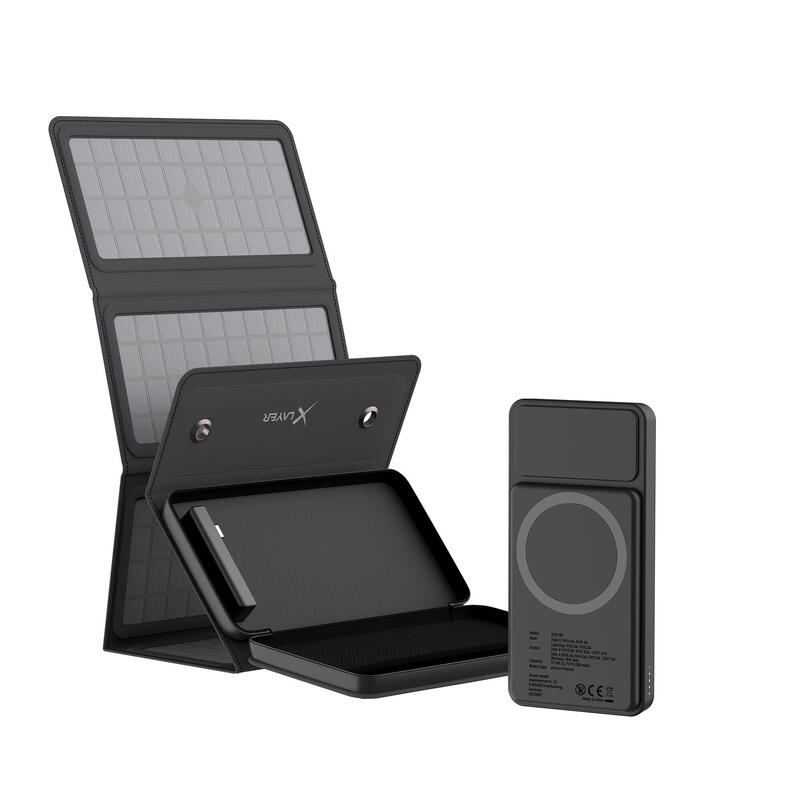 XLayer Powerbank 15W Wireless 10.000 mAh mit 2-in-1 Solarpanel Black