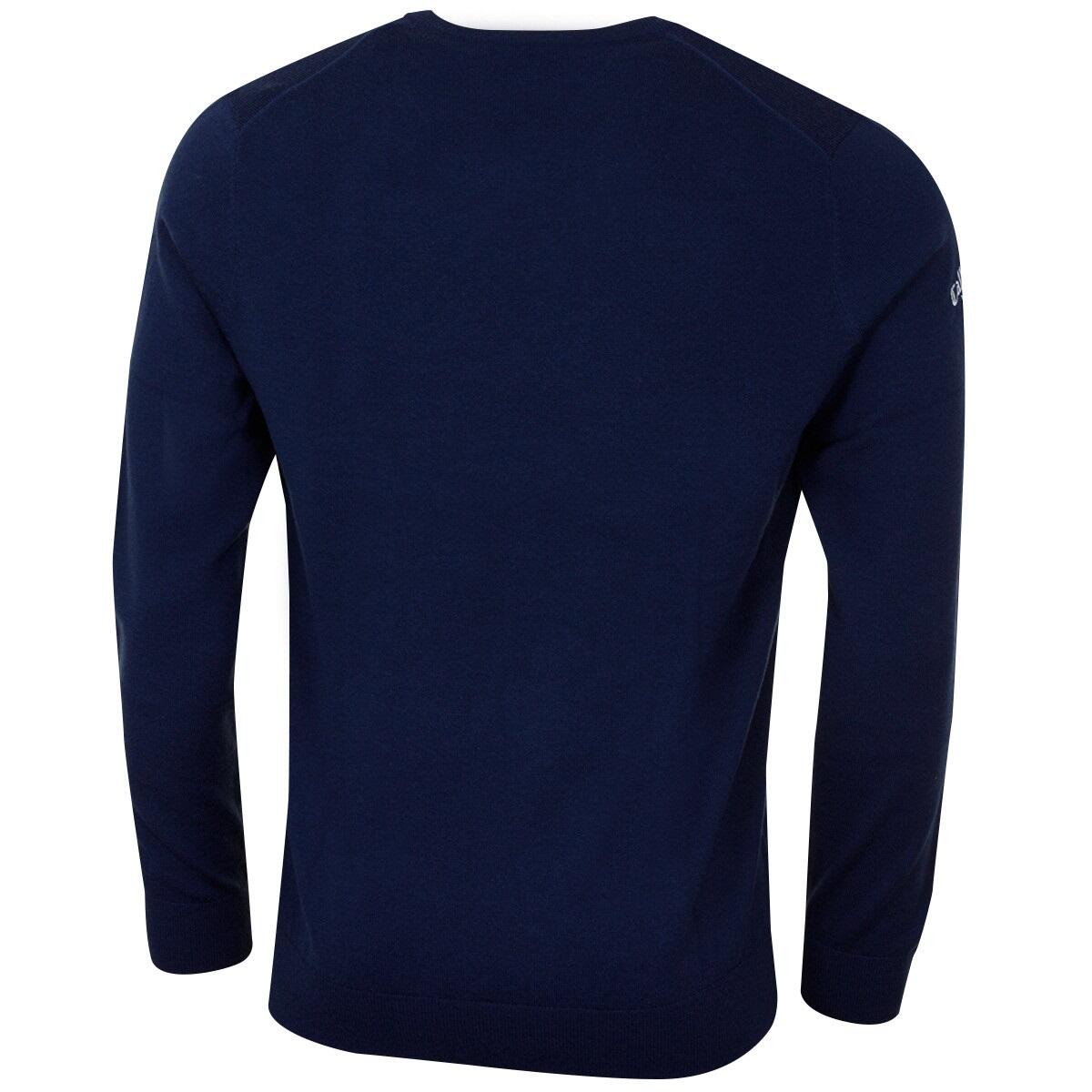 Mens Ribbed V Neck Merino Sweater (Peacoat Navy) 2/3