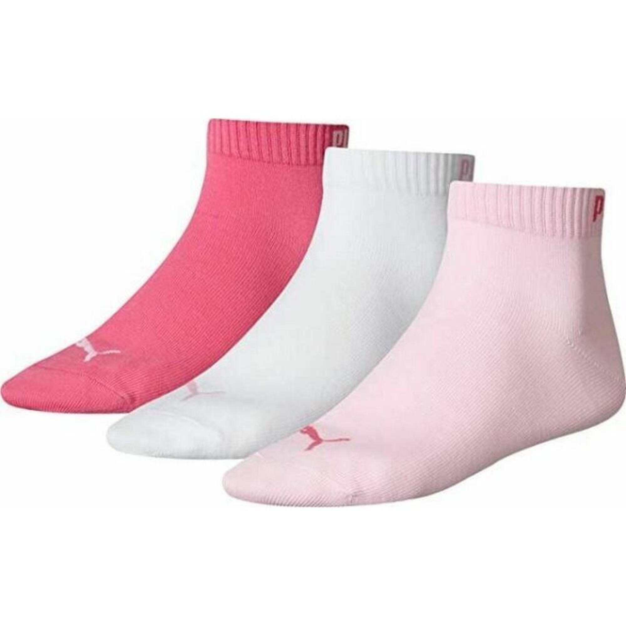 Unisex Adult Quarter Training Ankle Socks (Pack of 3) (Pink) 1/2