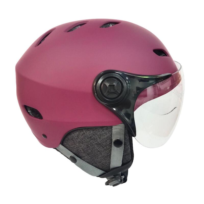 Casque YEEP.ME H.30 Vision LED Burgandy - LED et Visière pour Vélo, Trottinette