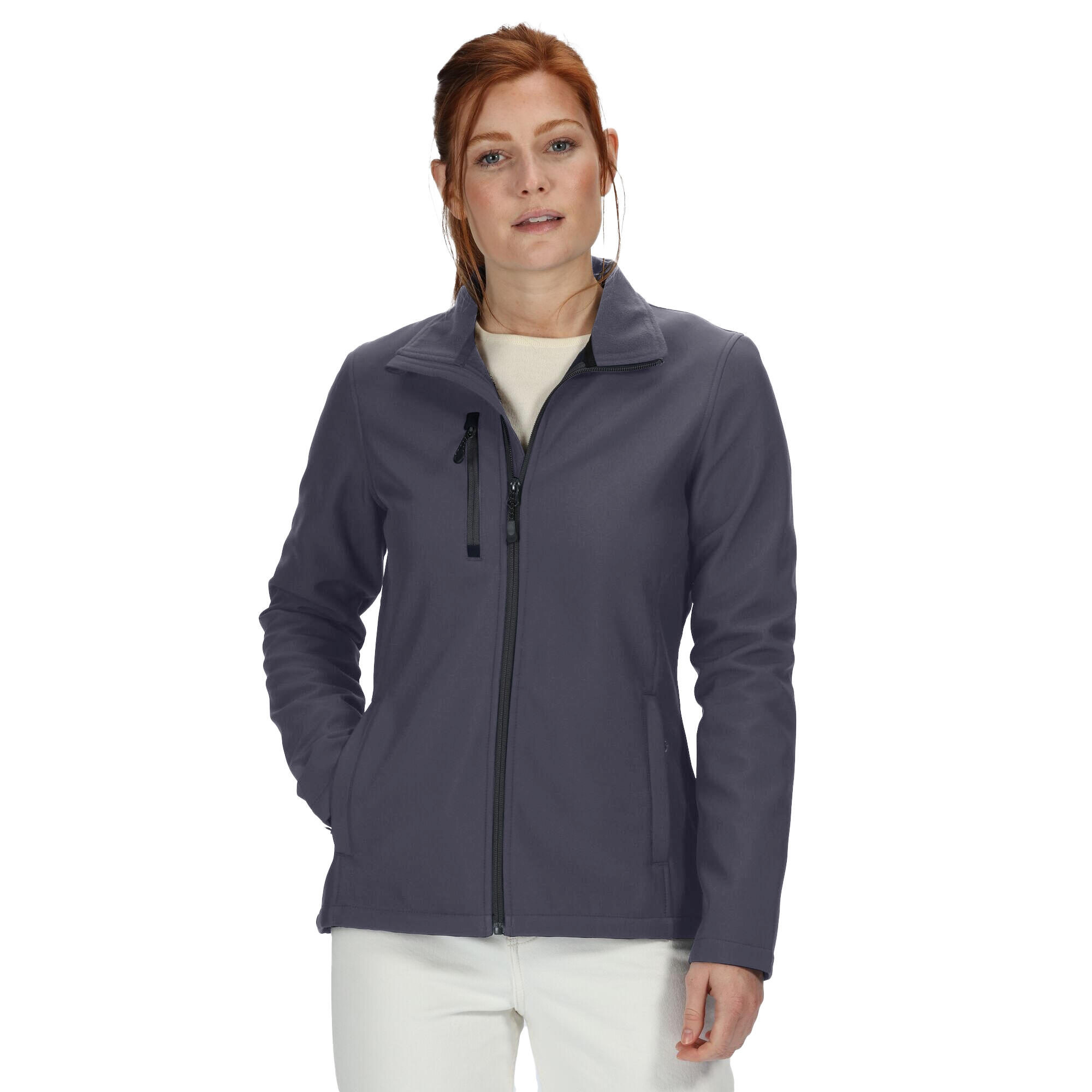 Womens/Ladies Honestly Made Softshell Jacket (Seal Grey) 3/4