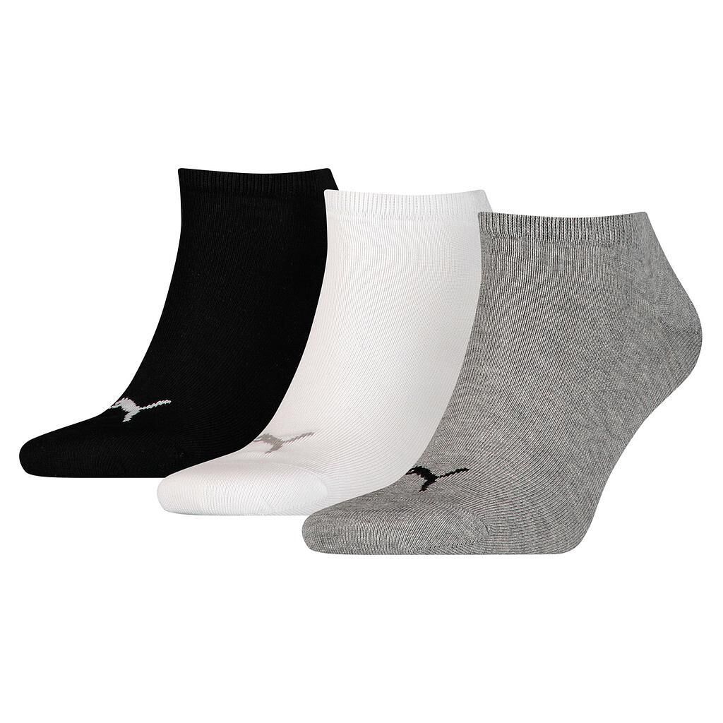 PUMA Unisex Adult Invisible Socks (Pack of 3) (Grey/White/Black)