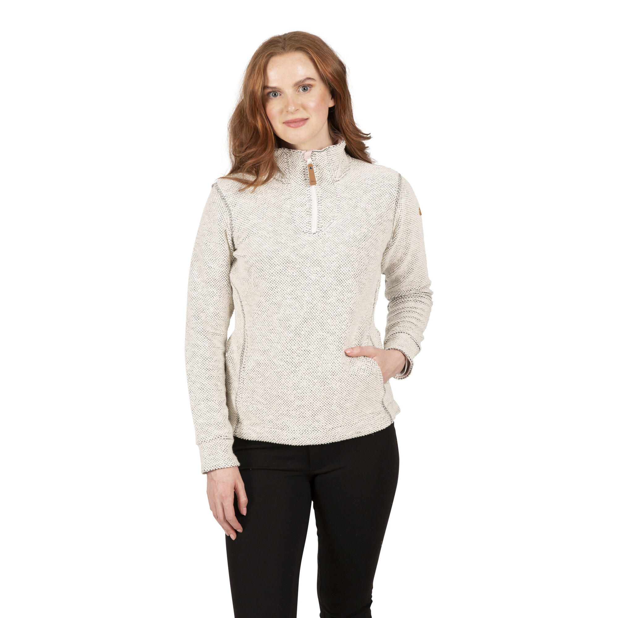 Top in pile RONETTE da donna (bianco sporco)