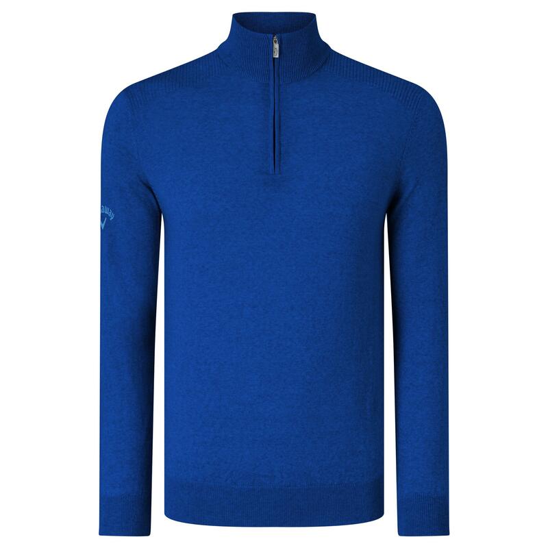 Mens Ribbed Zip Merino Sweater (Surfing Blue)