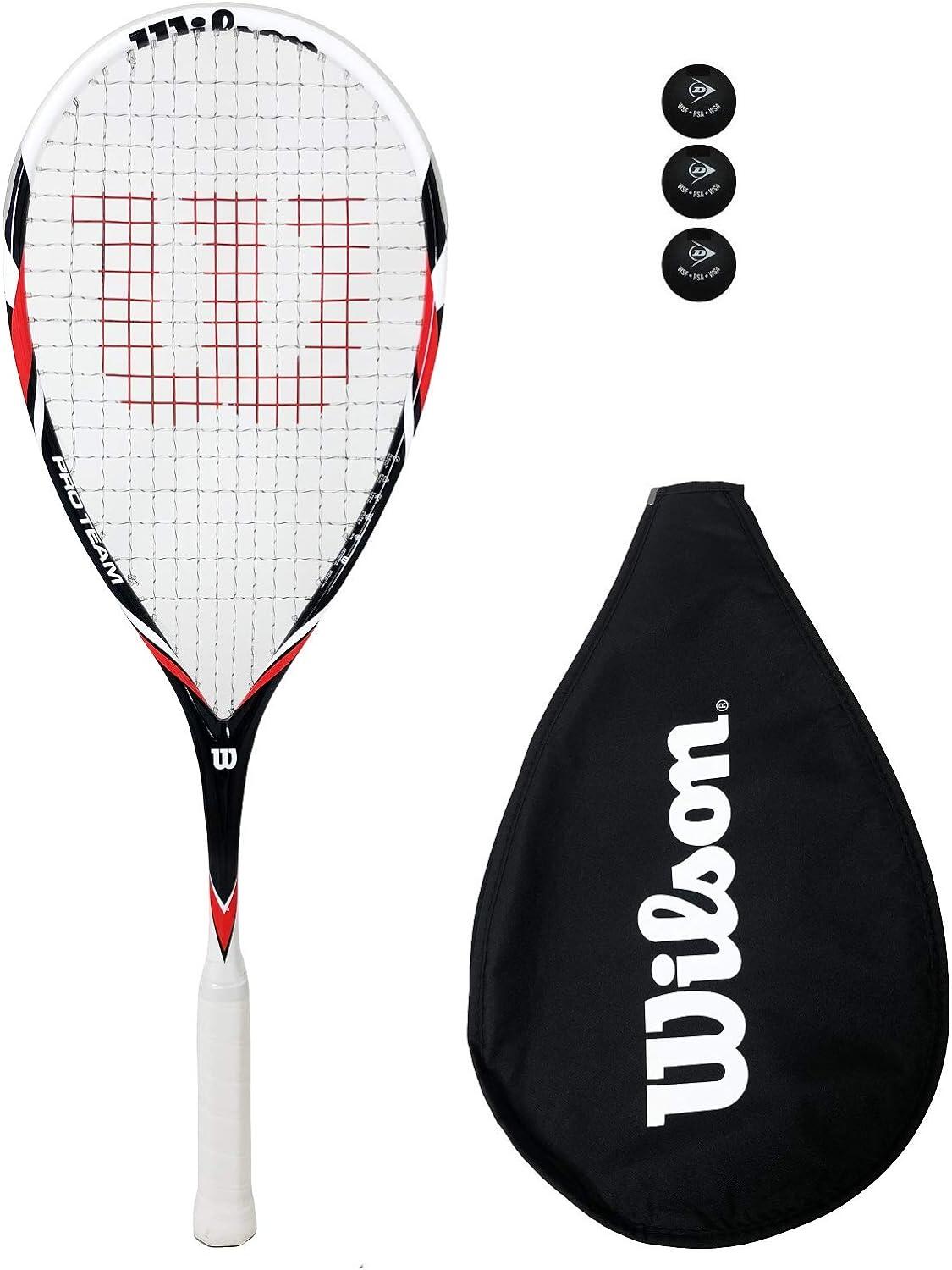 Wilson Pro Team Red Squash Racket, Cover & 3 Squash Balls 1/3