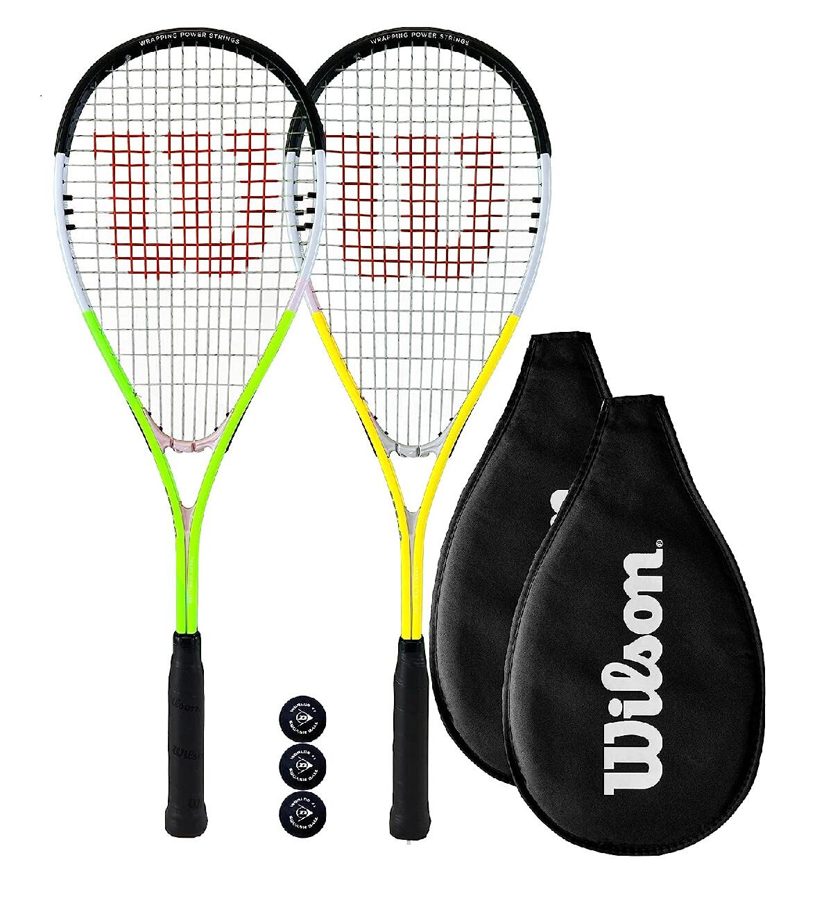 Wilson XP Squash Racket Twin Set, Covers & 3 Squash Balls 1/3