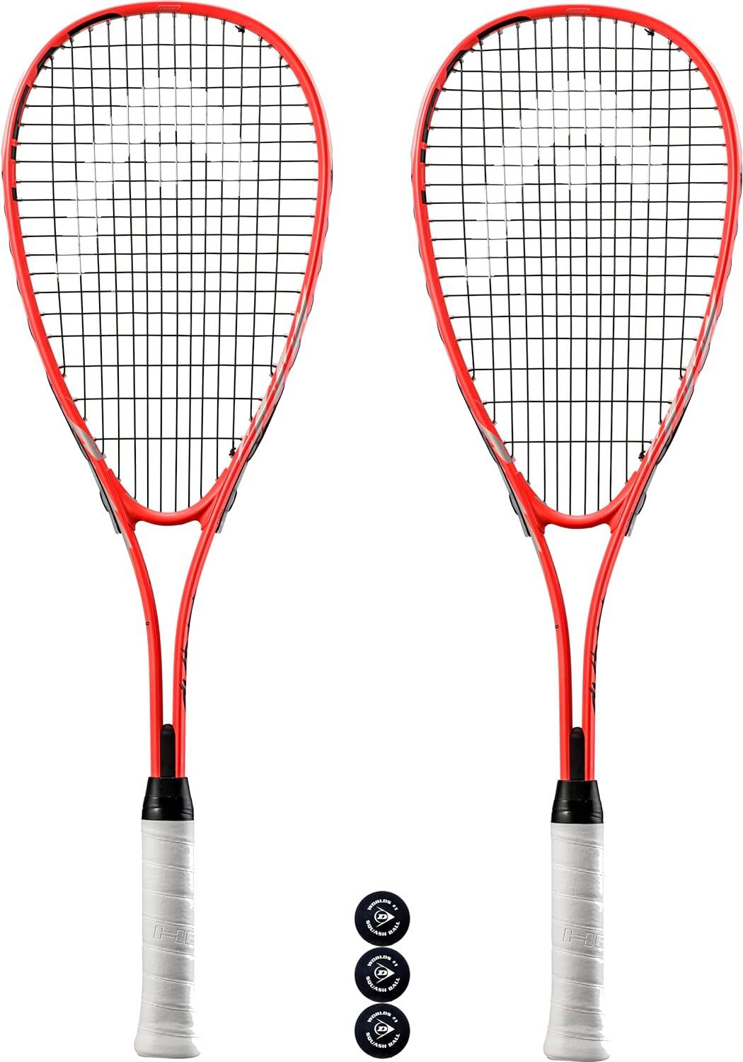 HEAD HEAD Cyber Edge Squash Racket Twin Set & 3 Squash Balls - Red