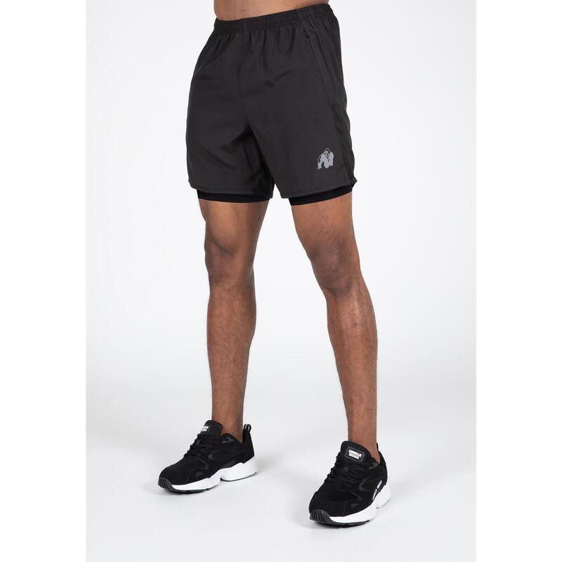 Gorilla Wear Modesto 2-In-1 Shorts - Zwart - 2XL
