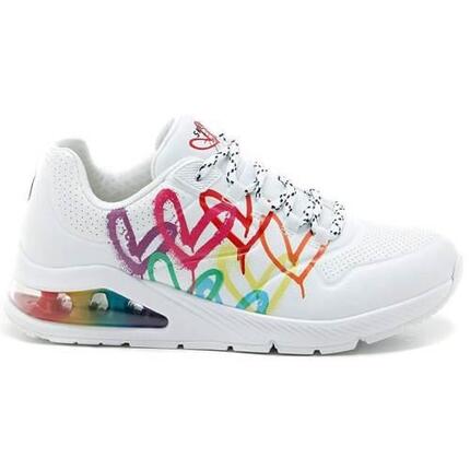 Zapatillas Skechers JGoldcrown Uno 2, estampado de corazón, Memory Foam