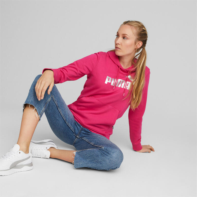 Hanorac femei Puma Essentials Metallic Logo, Roz