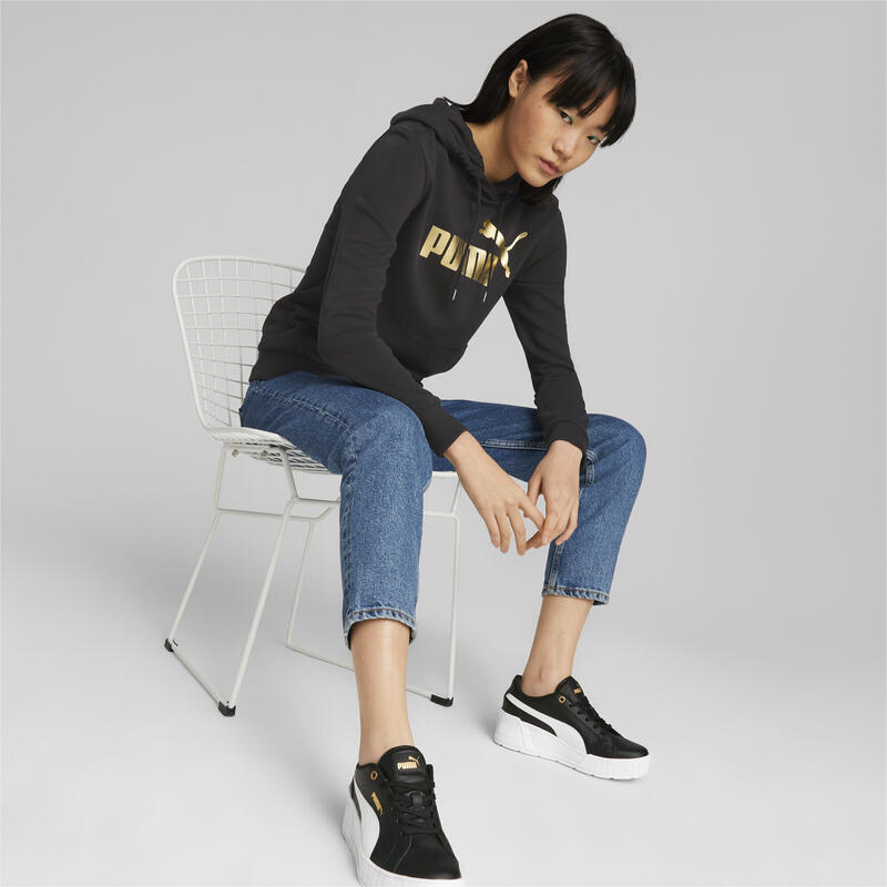 Sweat à capuche Essentials+ Metallic Logo Femme PUMA Black Gold