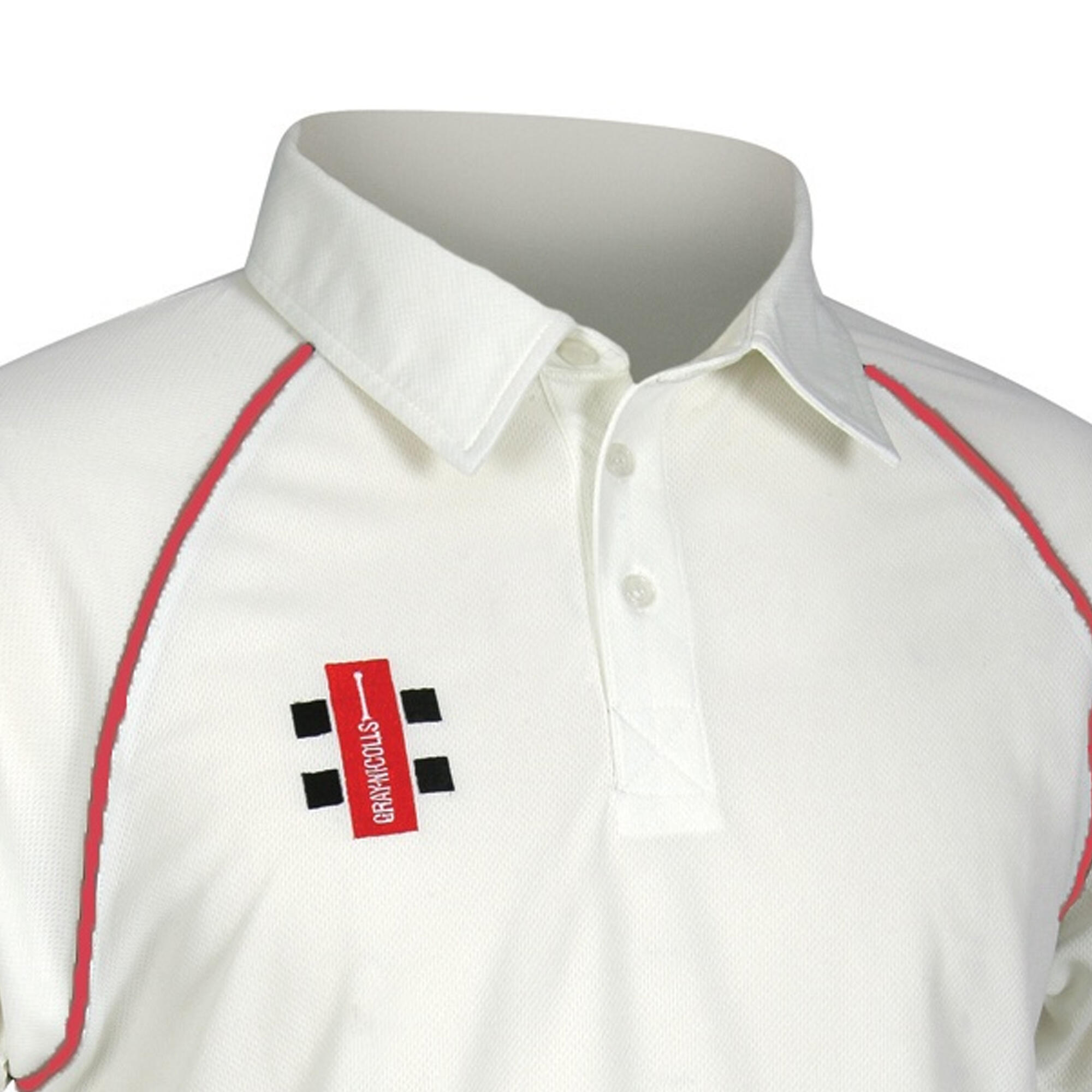 Childrens/Kids Matrix Short Sleeve Cricket Shirt (Ivory/ Red) 3/3