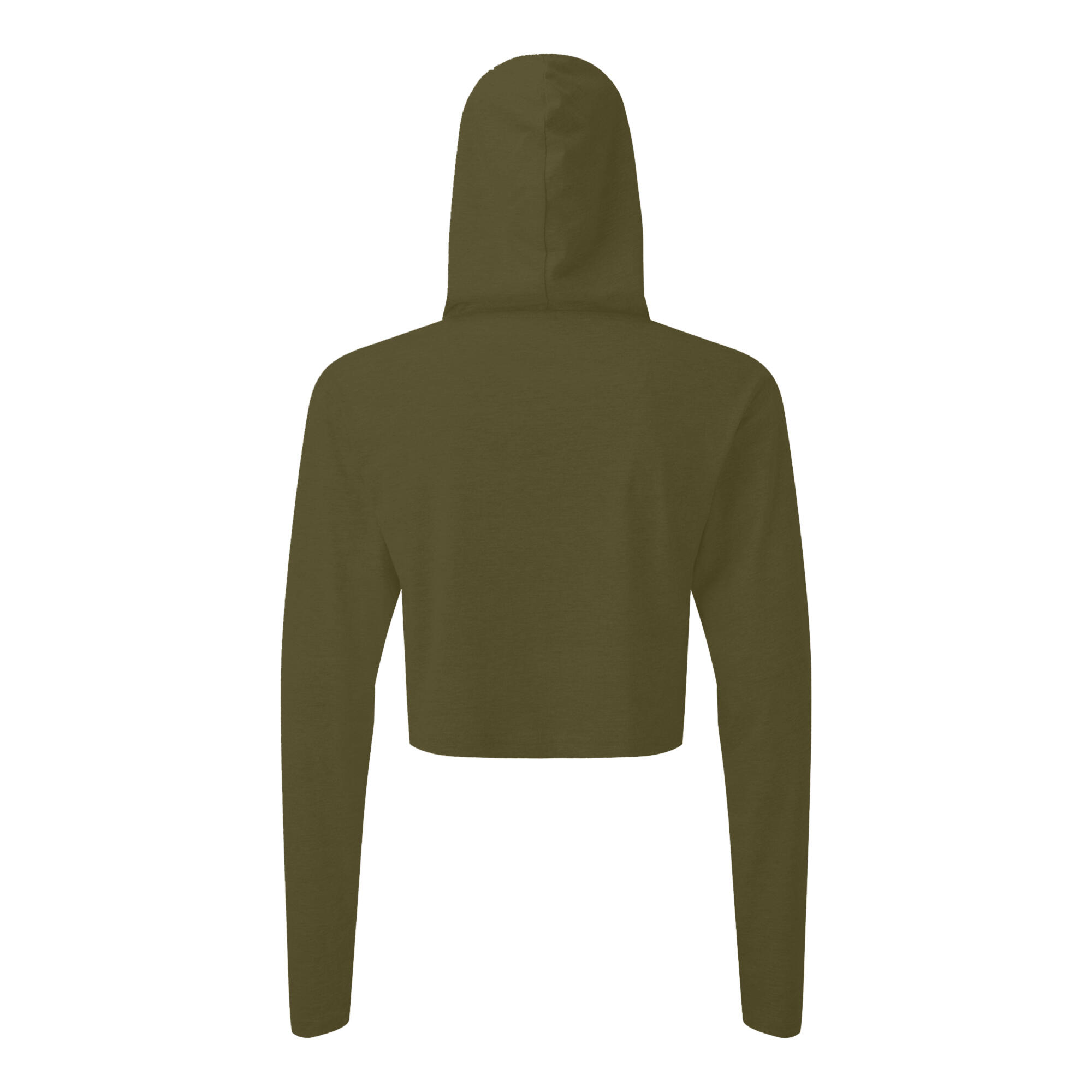 Womens/Ladies Cropped LongSleeved TShirt (Olive) 2/3