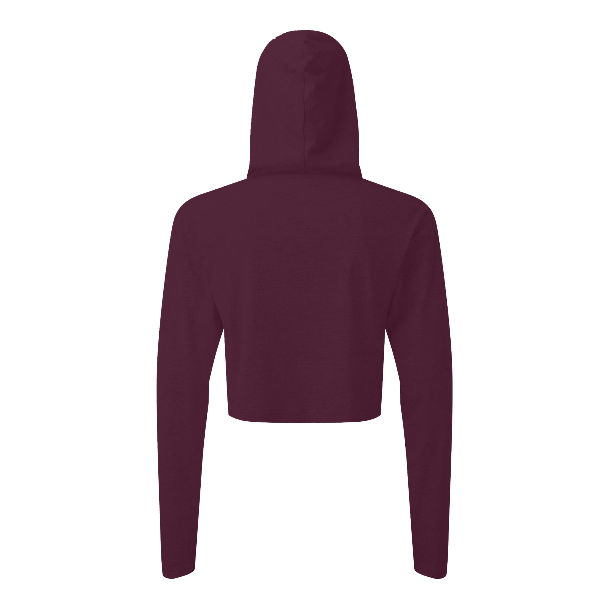 Womens/Ladies Cropped LongSleeved TShirt (Mulberry Red) 2/3