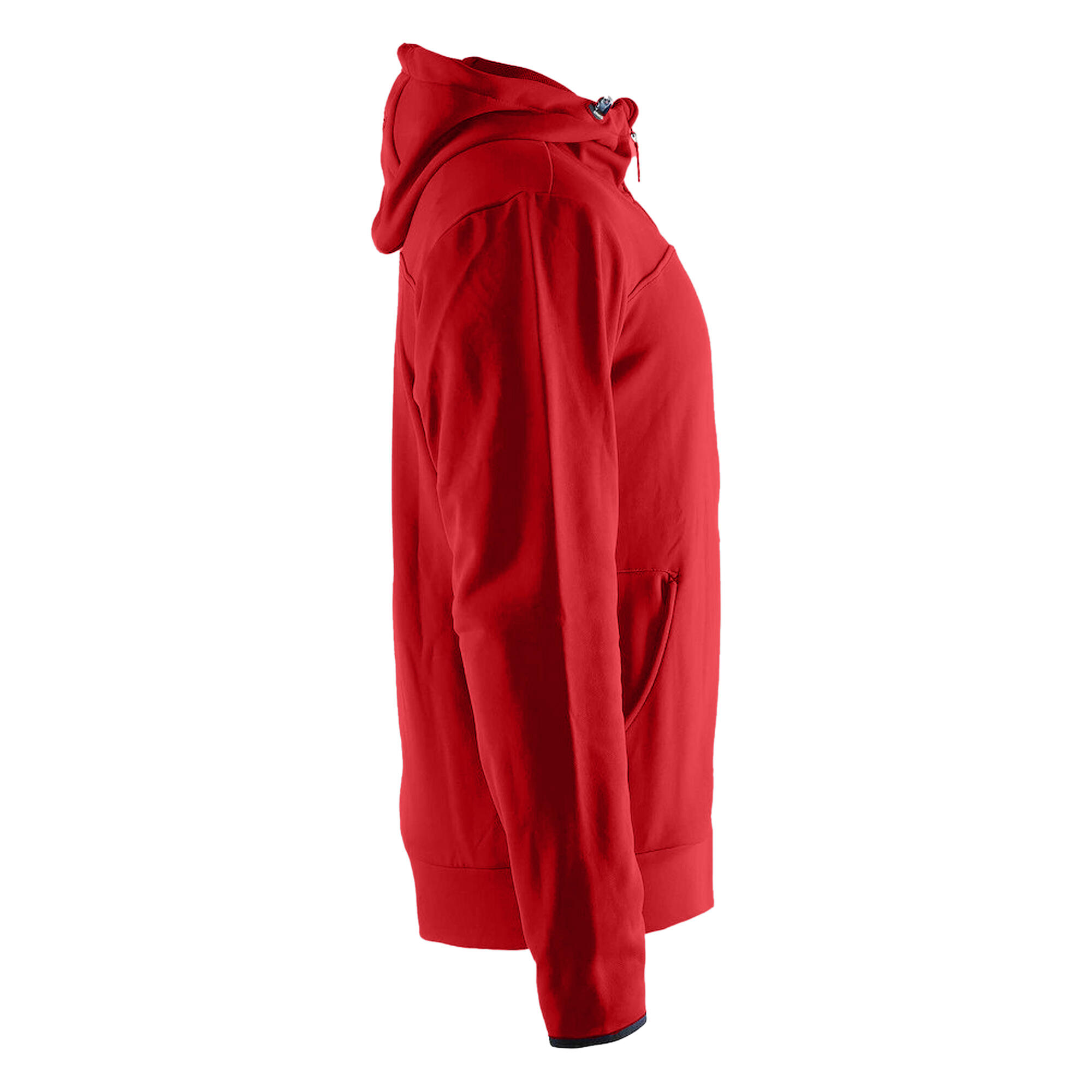 Mens Leisure Full Zip Hoodie (Bright Red/Black/Grey Melange) 3/3