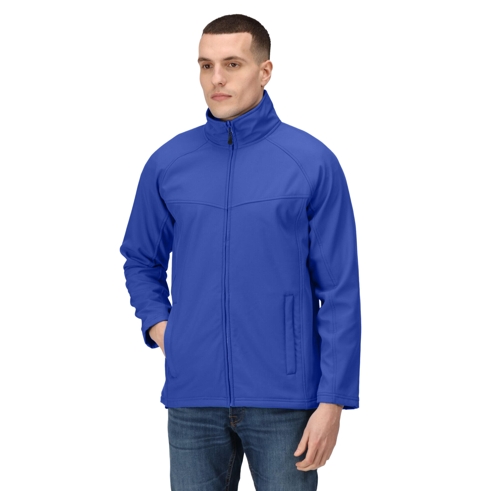 Mens Uproar Lightweight Wind Resistant Softshell Jacket (Royal Blue/Seal Grey) 3/4