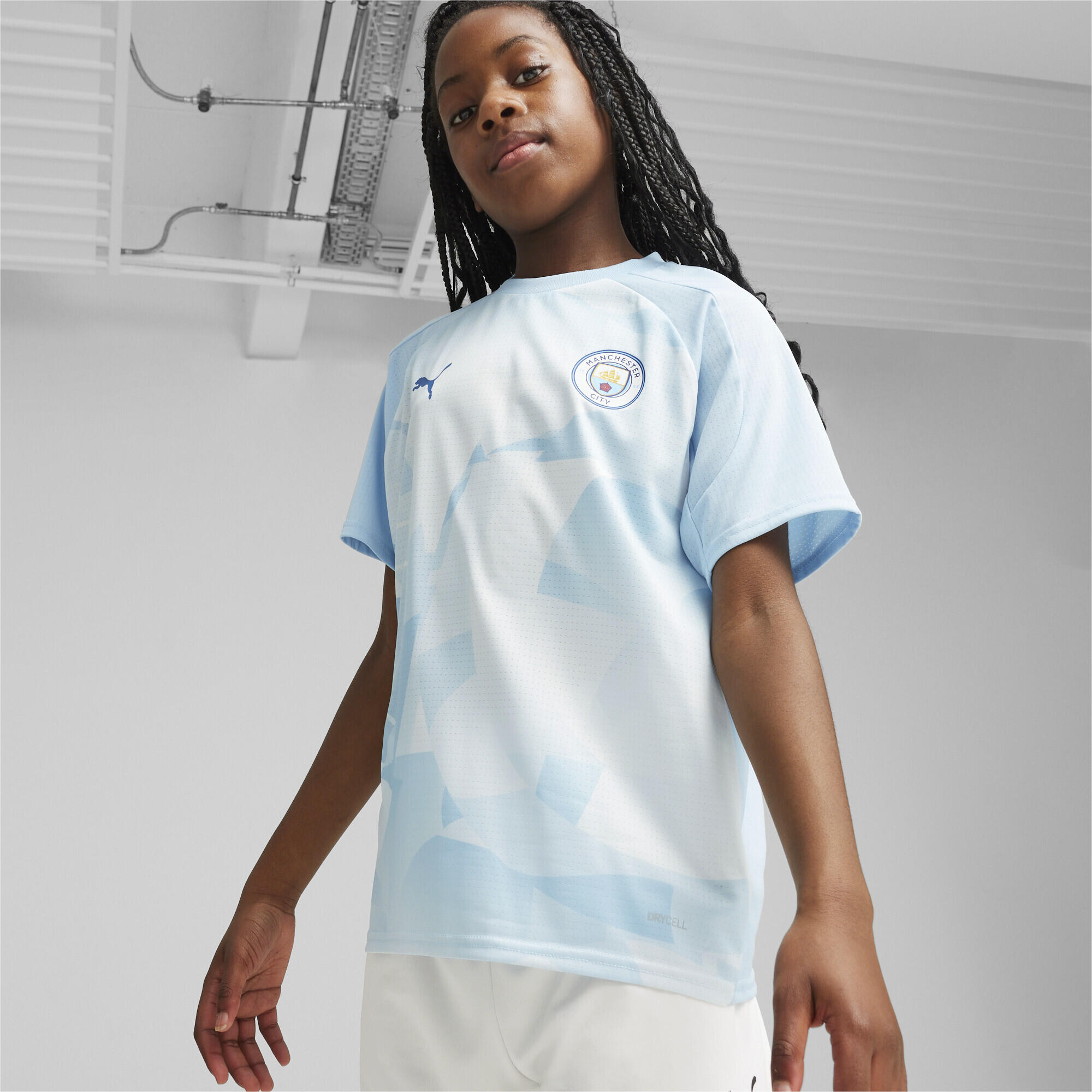 Manchester City Pre-match voetbalshirt voor jongeren PUMA Silver Sky Lake Blue 2/6