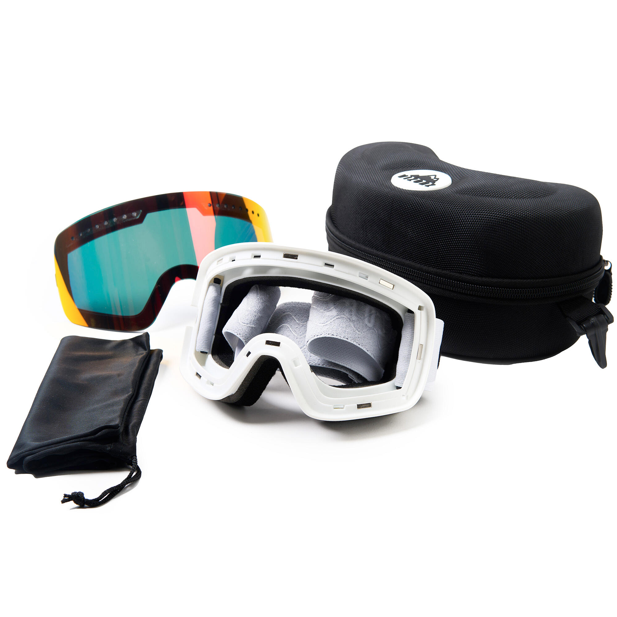 Vizorz Lunettes de ski avec écran rose/rouge cerise - Avec étui rigide 3/6