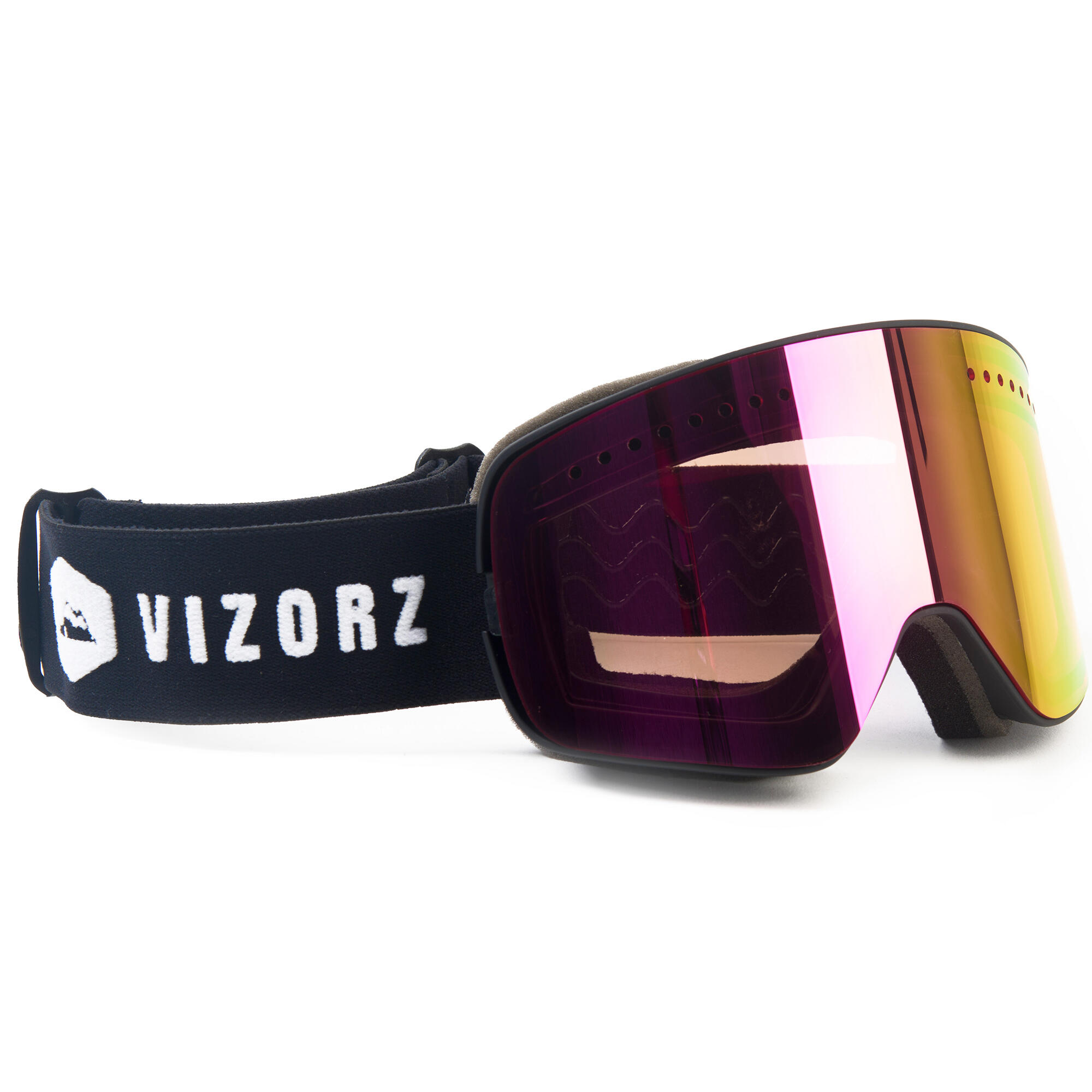 Vizorz Lunettes de ski avec écran rose/rouge cerise - Avec étui rigide 2/5