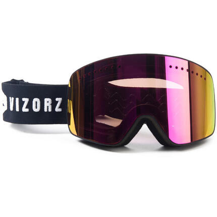 Vizorz Lunettes de ski avec écran rose/rouge cerise - Avec étui rigide