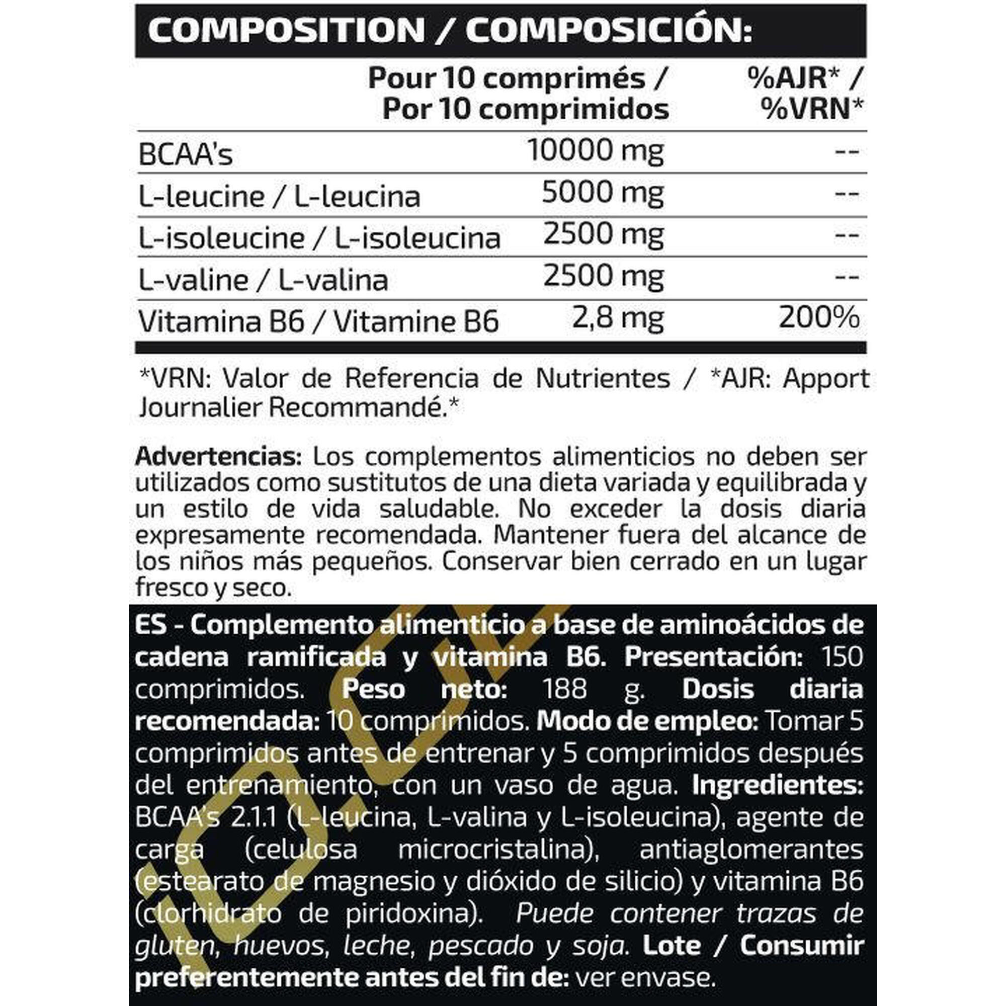 BCAAs 2:1:1 Pro - 150 Tabletas de IO.Genix