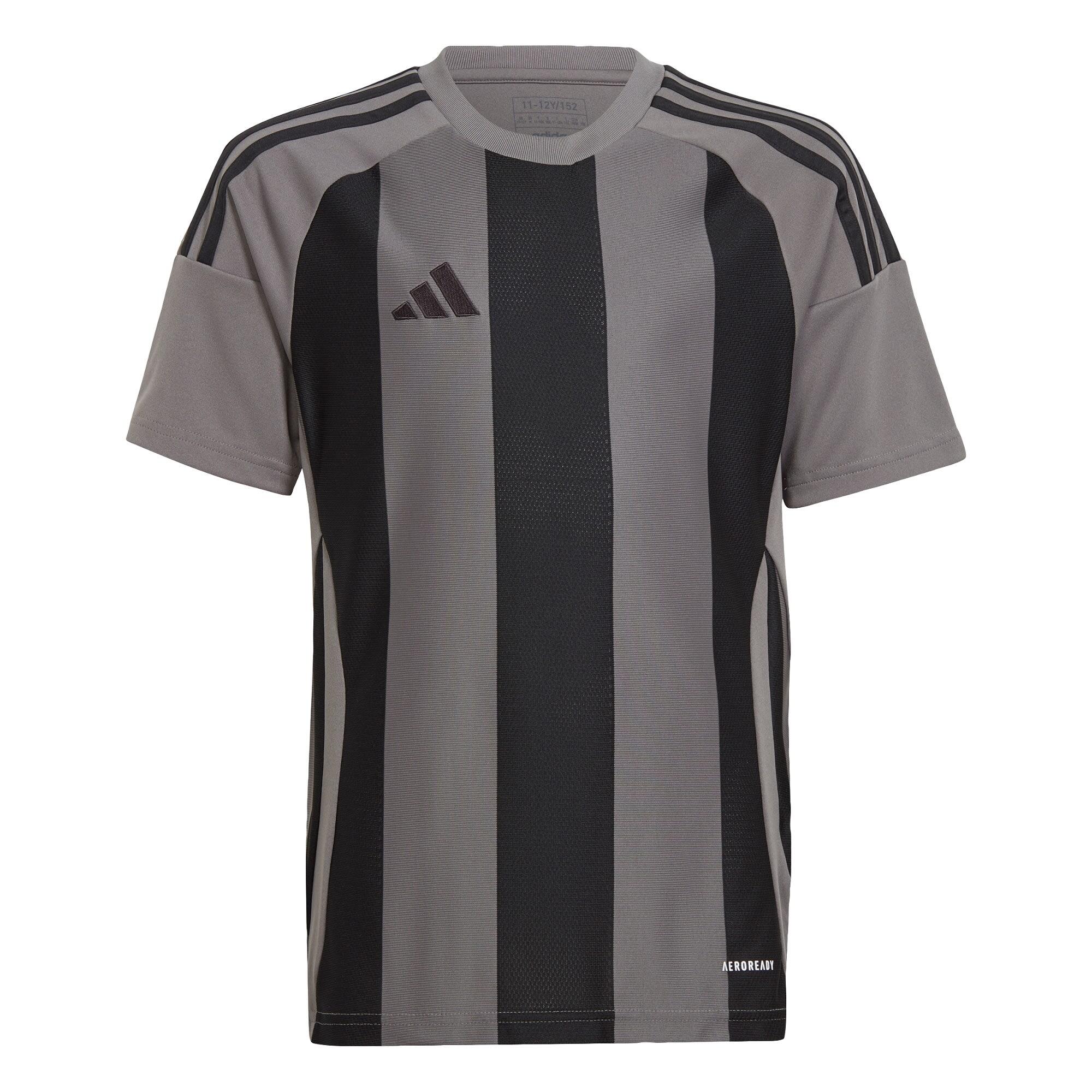 Adidas - Maillot Rayé 24 Enfants - Maillot Manches Courtes - Gris|noir - 10 À 12 Ans - Decathlon