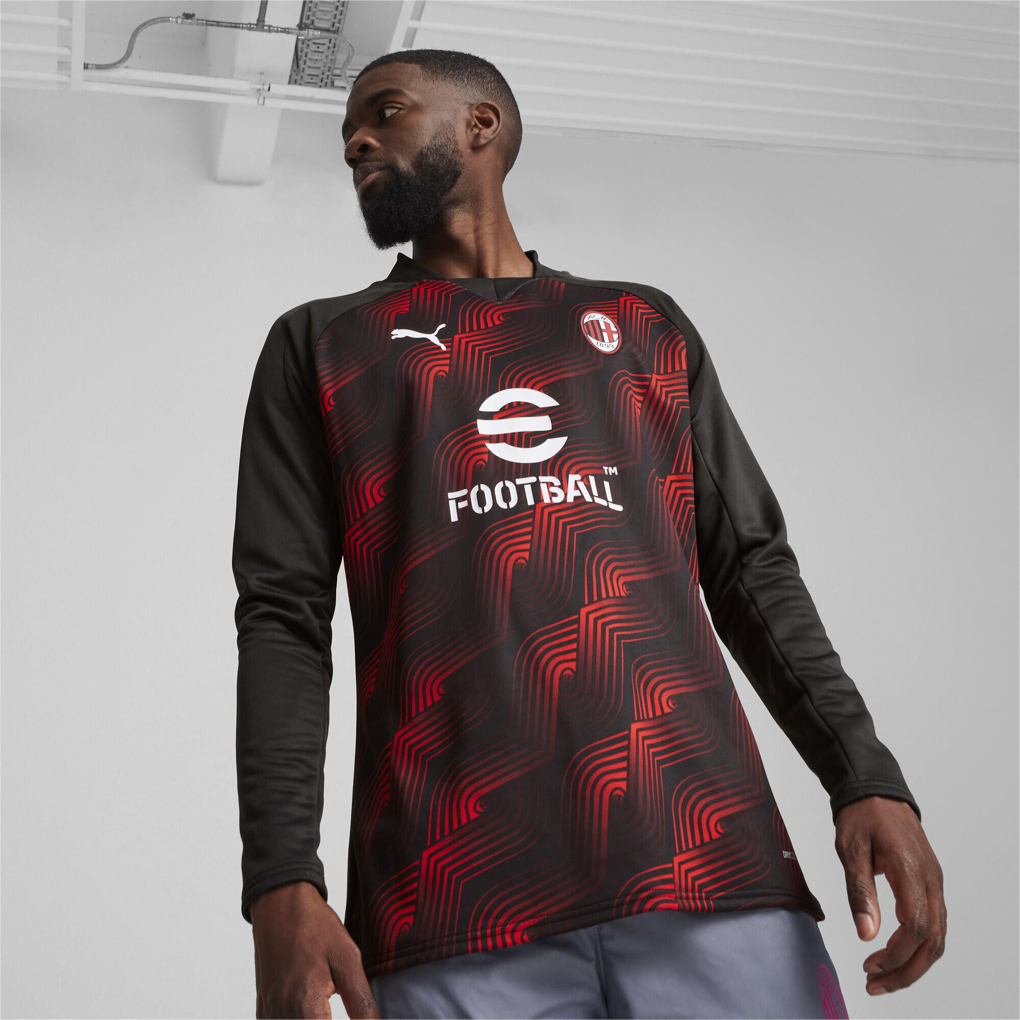 Haut d'avant-match à manches longues 23/24 AC Milan PUMA Black For All Time Red 2/6